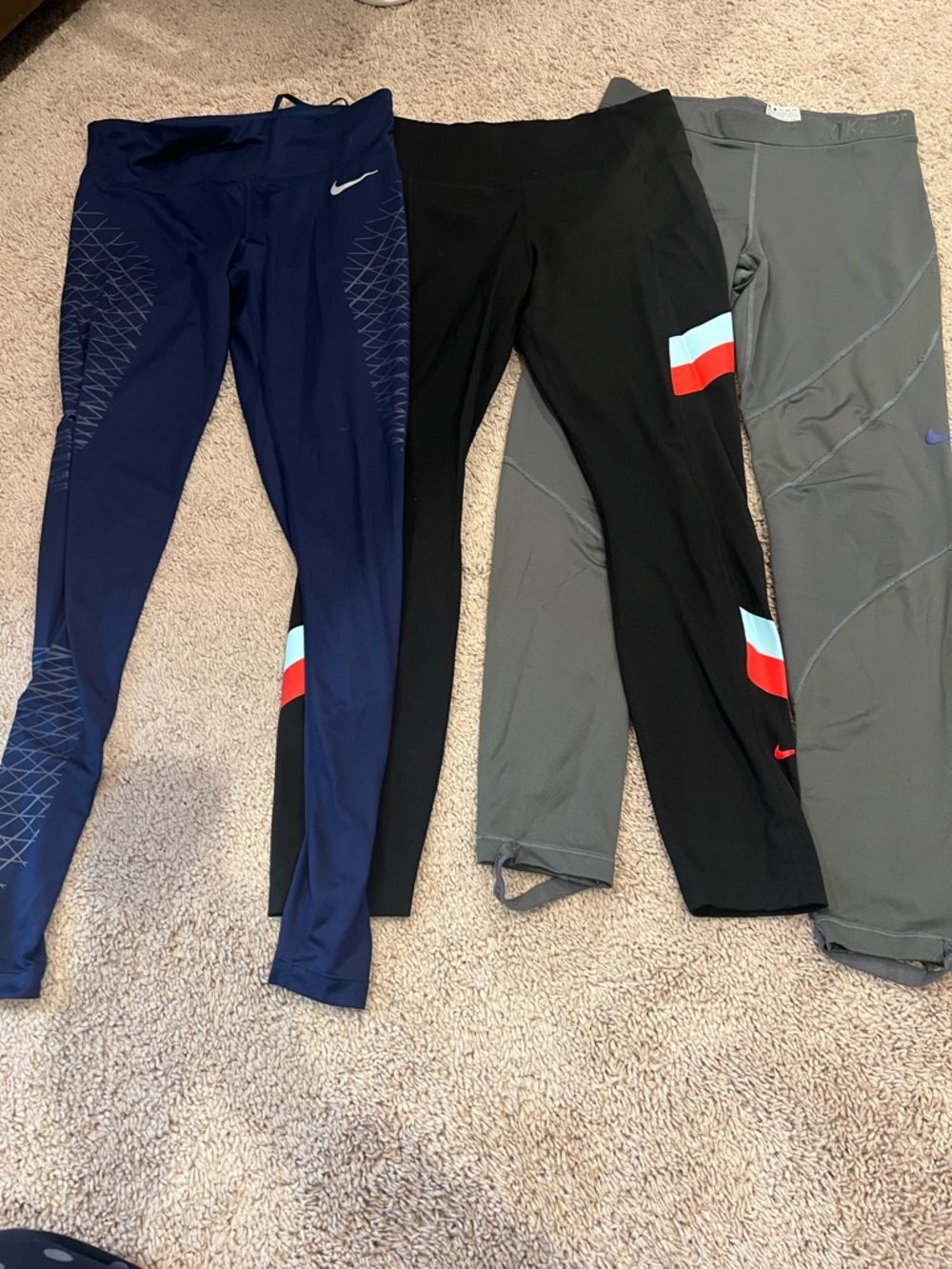 Nike Women’s Medium Athletic Leggings Bundle - Navy, Black, Gray